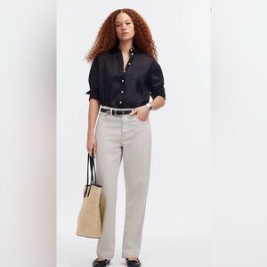 MADEWELL Women Low-Slung Straight Jeans White High Rise Size 30